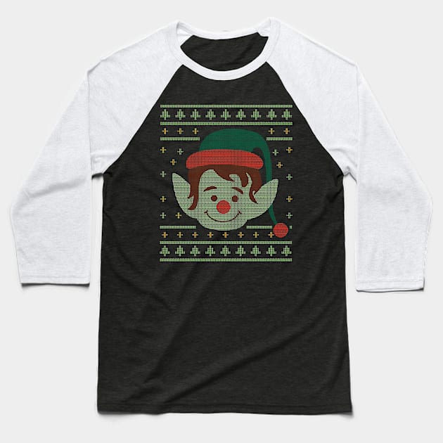 Ugly Christmas Elf Baseball T-Shirt by madeinchorley